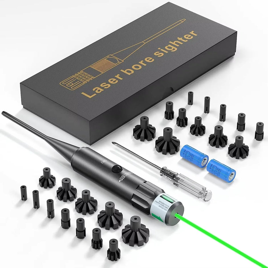 Laser Bore Sight Kit for .17to12GA Caliber, Laser Boresighter Kit with 12 Multiple Caliber Adapters