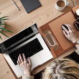The All-In-One Mobile Workstation Sleeve | Built-In 15W Multi-Device Wireless Charger, Ergonomic Laptop Stand & Mousepad (Fits up to 16")