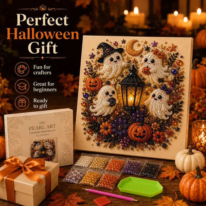 Spooky Cute Ghost Pearl Diamond Painting Kit – 8