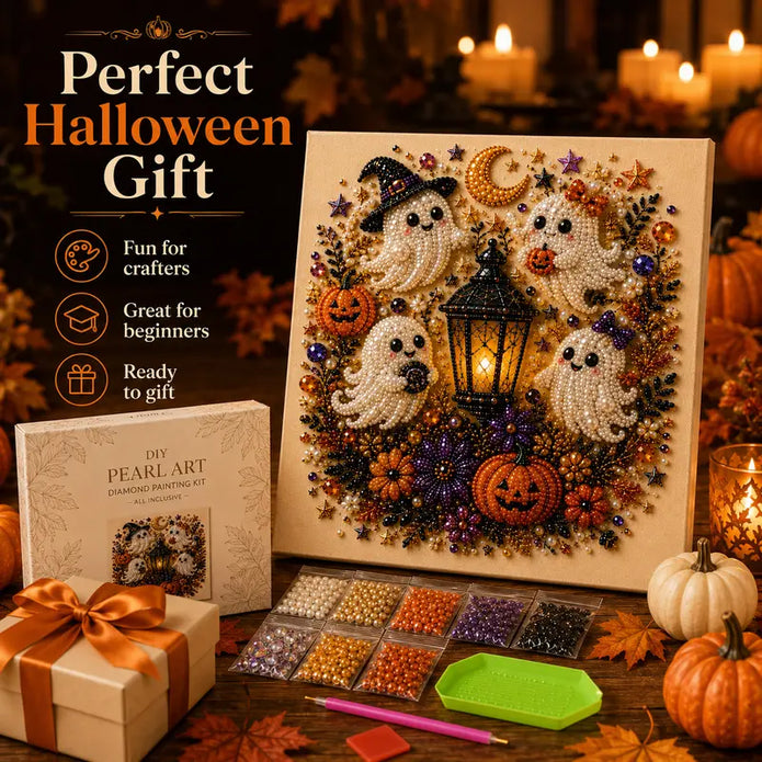 Spooky Cute Ghost Pearl Diamond Painting Kit – 8