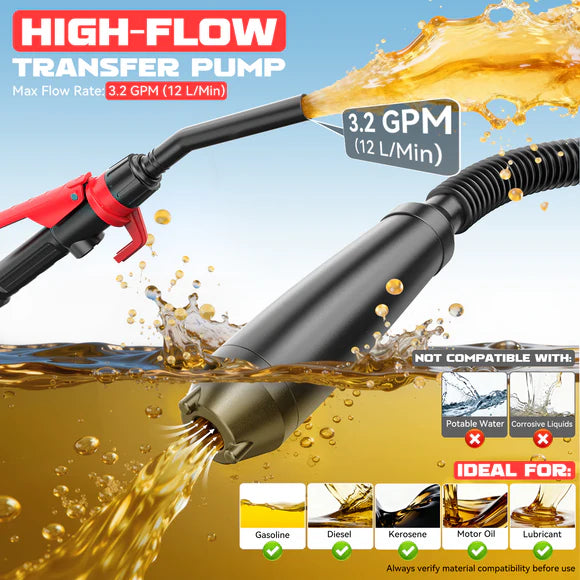 ✅ ⛽ Cordless Fuel Transfer Pump Compatible with DeWalt 20V & Milwaukee 18V Batteries