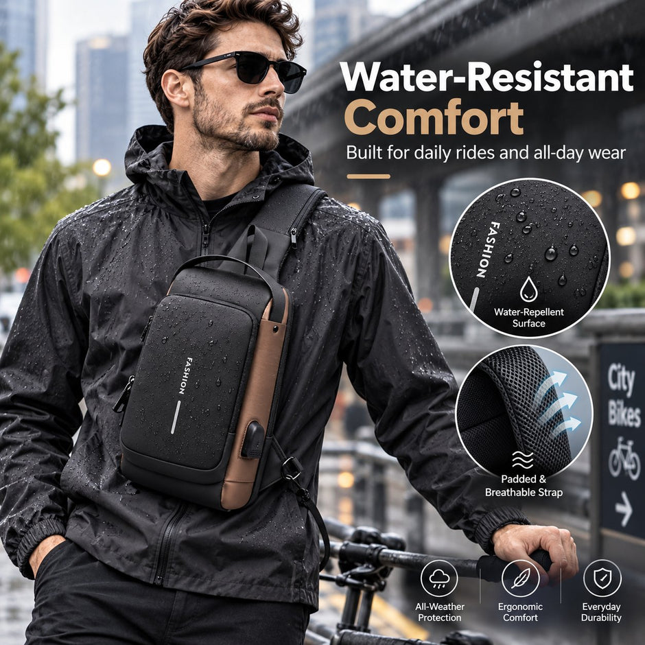 🔒 Anti-Theft Smart Sling Bag | Built-in USB Charging & Secure Combination Lock