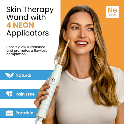 Handheld Skin Therapy Wand Machine w/Neon – Anti-Aging - Skin Tightening - Wrinkle Reducing - Dark Circles – Clarifying - Hair & Scalp Stimulator