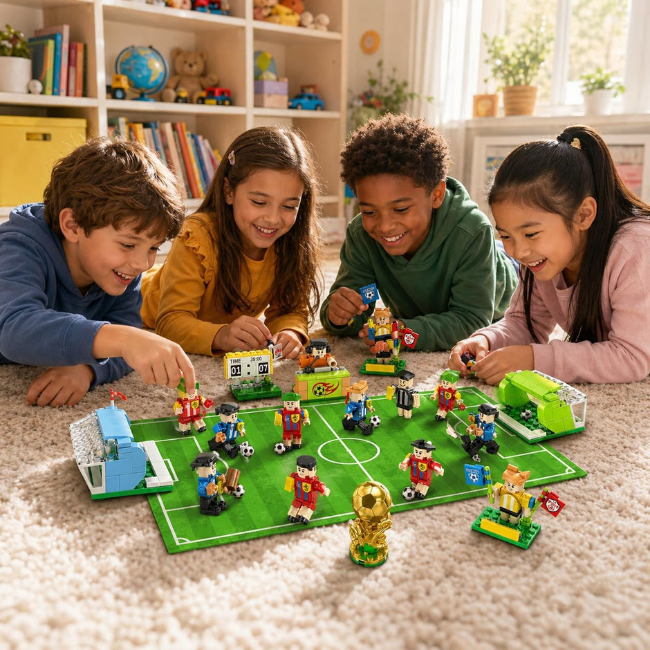 2026 World Cup Soccer Building Blocks Advent Calendar - 24 Pack Mystery Blind Box Toy Set with 10 Figures, Playable Field & Keychains (712 PCS)