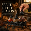 🔥Halloween Promotion - 🧙‍♀️Witch-Hat Gothic Spice Jar Set — Ornate Resin Rack + 3 Glass Jars
