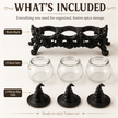 🔥Halloween Promotion - 🧙‍♀️Witch-Hat Gothic Spice Jar Set — Ornate Resin Rack + 3 Glass Jars