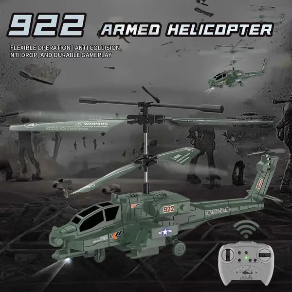 3.5 Channel Military RC Helicopters with LED Light, Altitude Hold, One Key Take Off/Landing