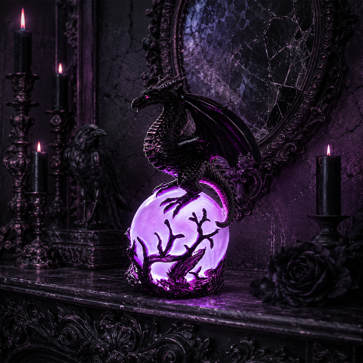 🔥Halloween Promotion - Gothic Dragon LED Crystal Ball Lamp for Dark Aesthetic Decor🐉