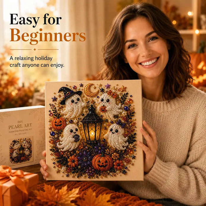 Spooky Cute Ghost Pearl Diamond Painting Kit – 8