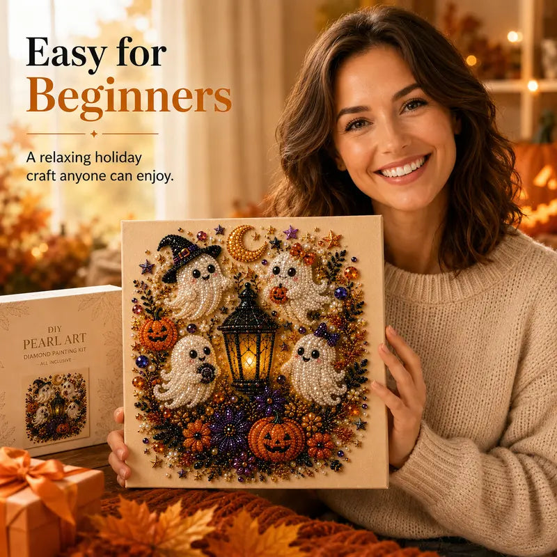 Spooky Cute Ghost Pearl Diamond Painting Kit – 8