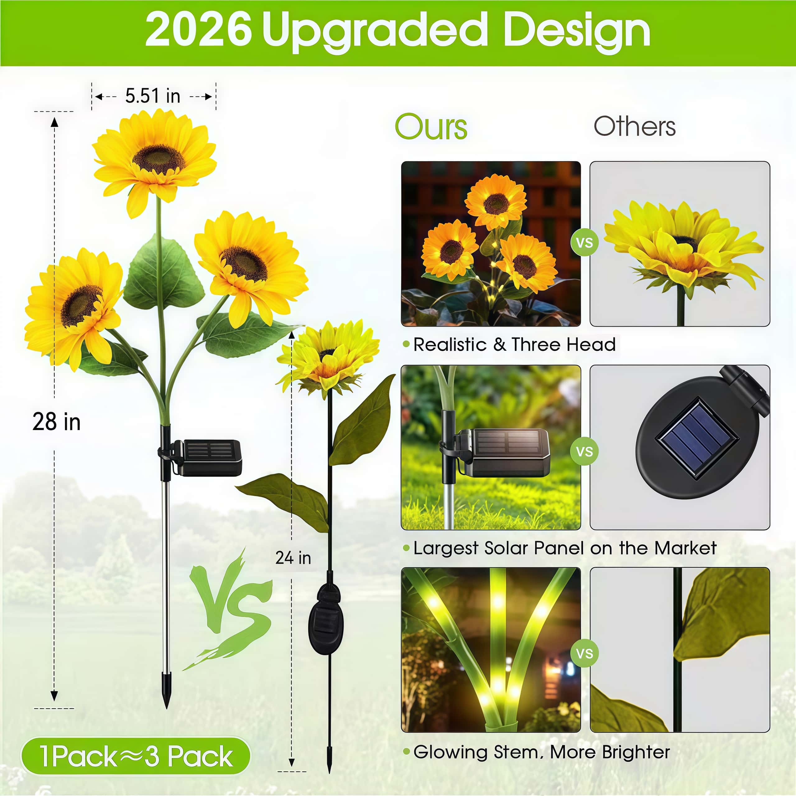 🌻Sunflower Solar Powered Lights for Garden（2PCS)