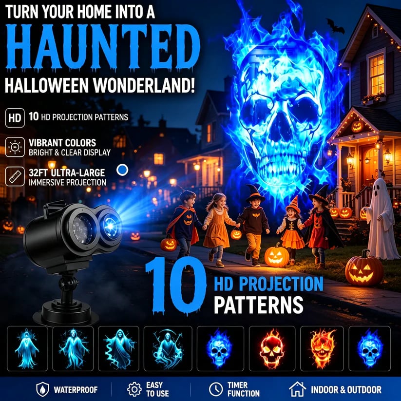 Halloween Skull Dynamic Light 10 Unique HD Projection Patterns