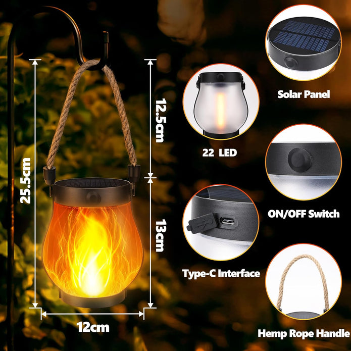 🔥Halloween Promotion -  Solar Flame Lanterns – No Wiring, Auto-On at Dusk!