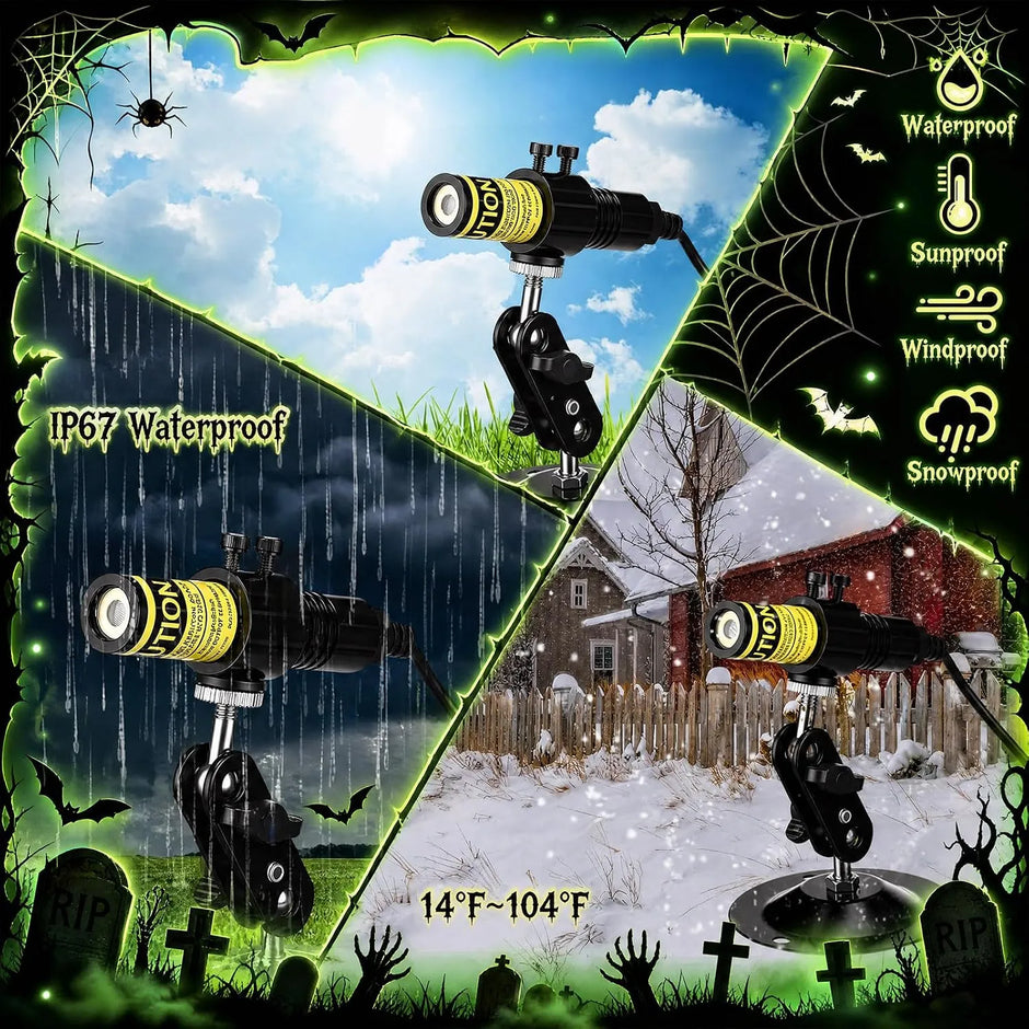 Halloween Green/Red Swamp Laser Projector - IP67 Waterproof Outdoor Haunted House Laser Light with Timer