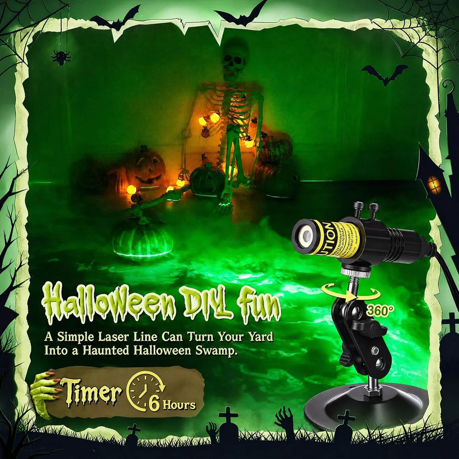 Halloween Green/Red Swamp Laser Projector - IP67 Waterproof Outdoor Haunted House Laser Light with Timer