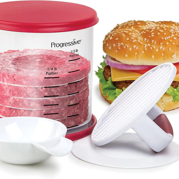 Perfect Burger Press Set – Press & Store Up to 6 Burgers, Non-Skid Base, Non-Stick Coating