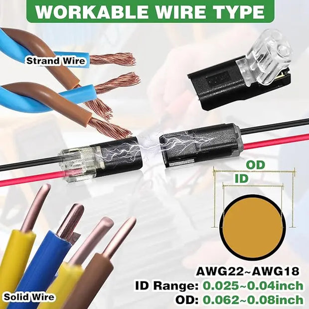 2 Pin Double-Wire Connector for LED Strip Lights, Low Voltage Fast Plug Connectors