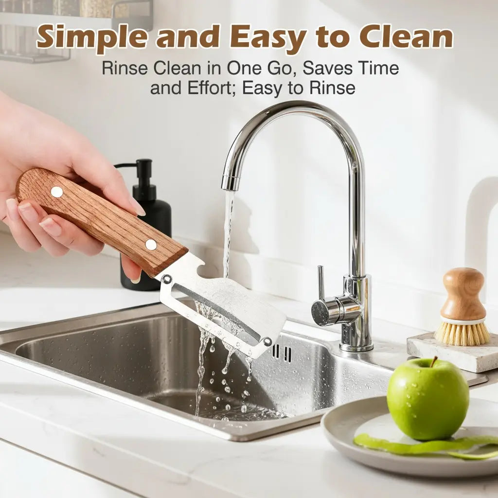 Multi Functional Vegetable Peeler for Kitchen,Wooden Handle, Potato Fruit Peeler with Bottle Opener Function, Durable Kitchen Helper