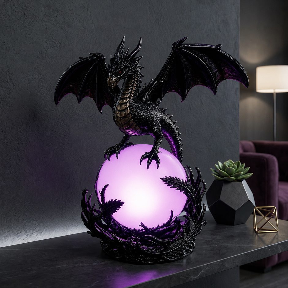 🔥Halloween Promotion - Gothic Dragon LED Crystal Ball Lamp for Dark Aesthetic Decor🐉