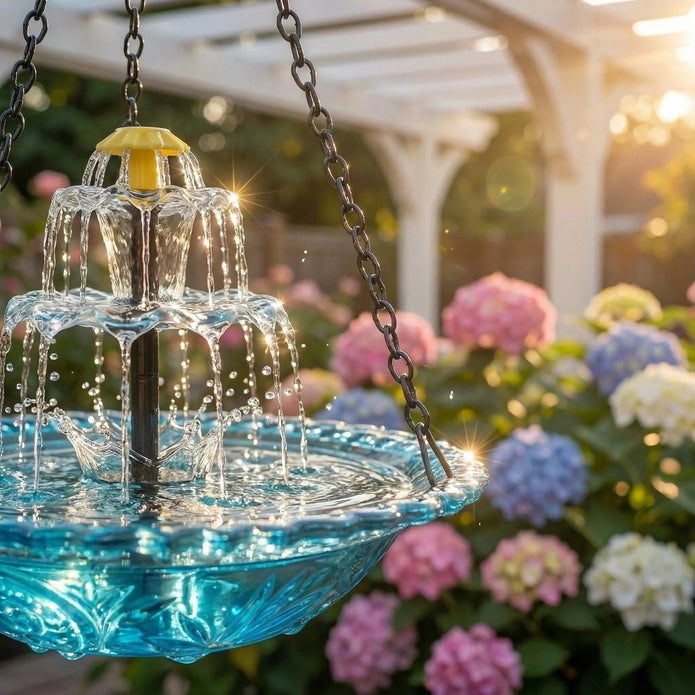 Solar Powered Hanging Bird Bath Fountain