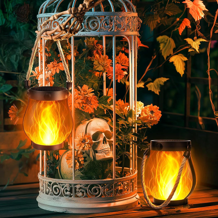 🔥Halloween Promotion -  Solar Flame Lanterns – No Wiring, Auto-On at Dusk!