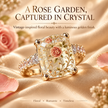 Vintage Rose Floral Crystal Statement Ring with Gold-Tone Band