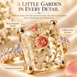 Vintage Rose Floral Crystal Statement Ring with Gold-Tone Band
