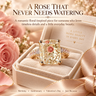Vintage Rose Floral Crystal Statement Ring with Gold-Tone Band