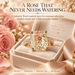 Vintage Rose Floral Crystal Statement Ring with Gold-Tone Band