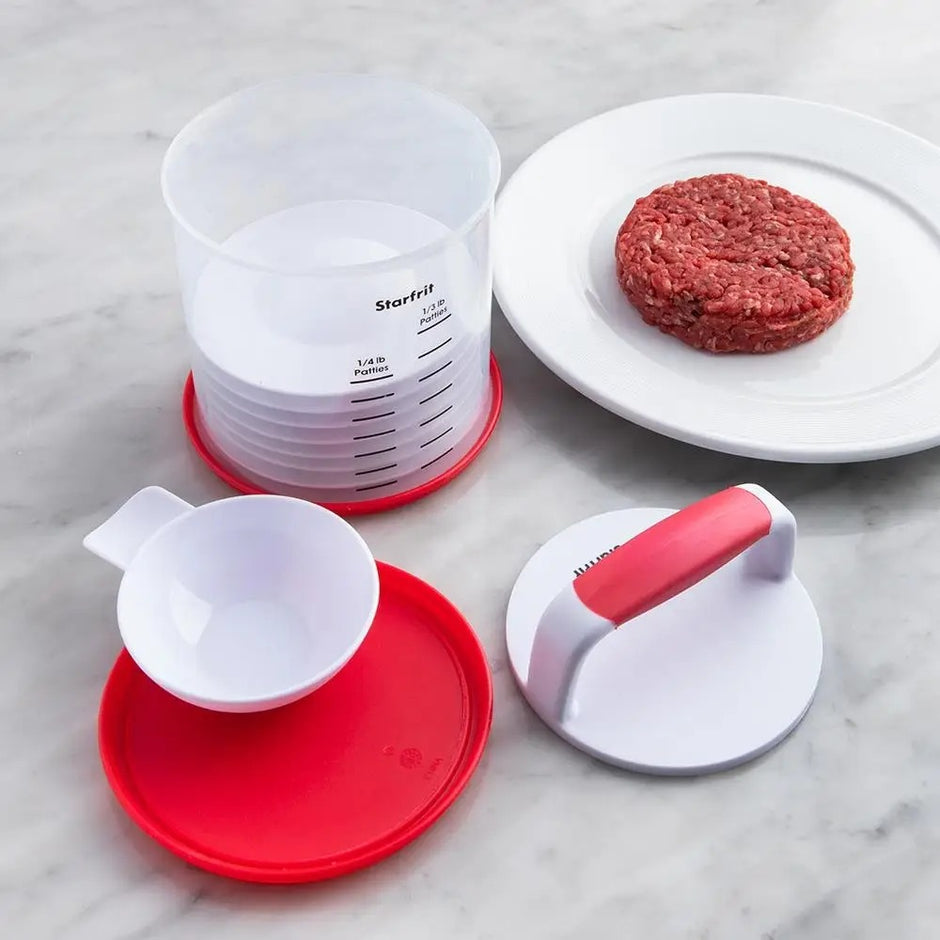 Perfect Burger Press Set – Press & Store Up to 6 Burgers, Non-Skid Base, Non-Stick Coating