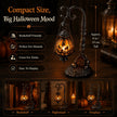 🔥Halloween Promotion -  Gothic Pumpkin Lantern Stand | Warm Orange LED Glow, Victorian Skull Details & Haunted Shelf Decor 🕯️