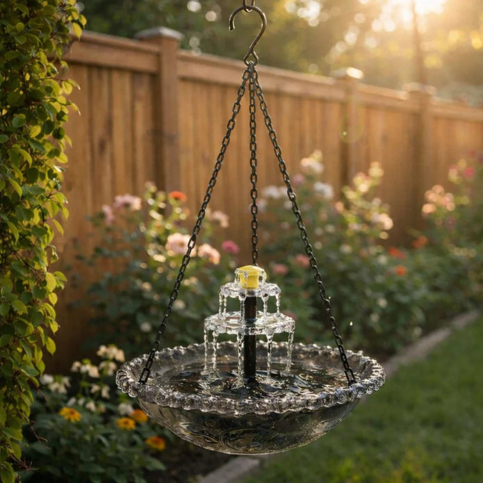 Solar Powered Hanging Bird Bath Fountain
