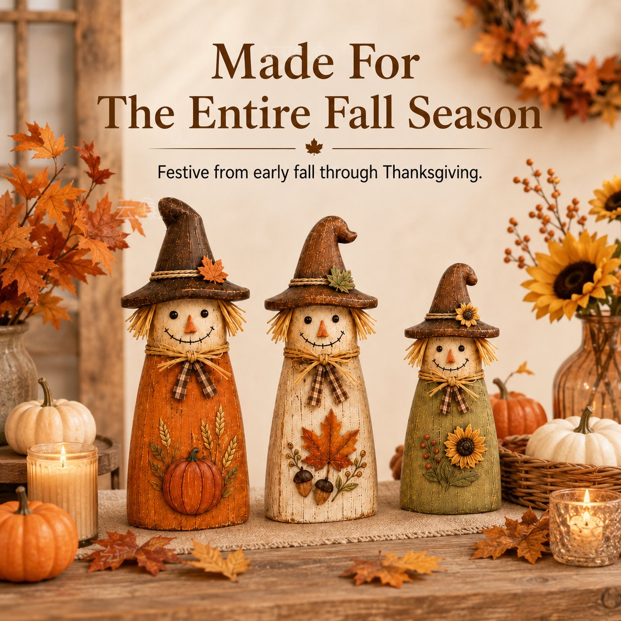 🔥Halloween Promotion - Hand-Carved Vintage Scarecrow Fall Decor Set