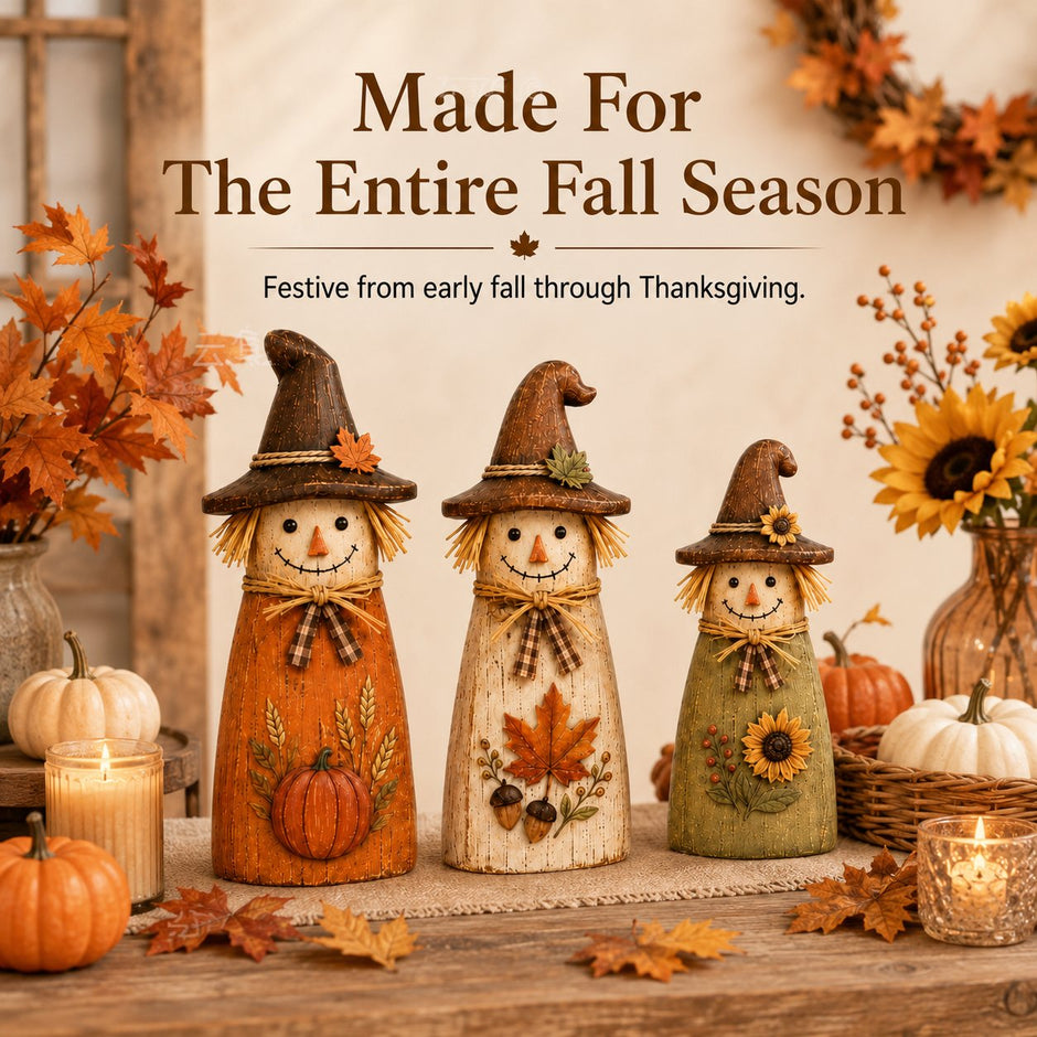 🔥Halloween Promotion - Hand-Carved Vintage Scarecrow Fall Decor Set