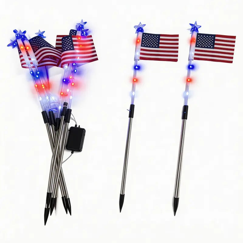 🌈Light Up Your 4th of July – 8-Pack Flag Lights with 8 Stunning Modes for Yard & Pathway
