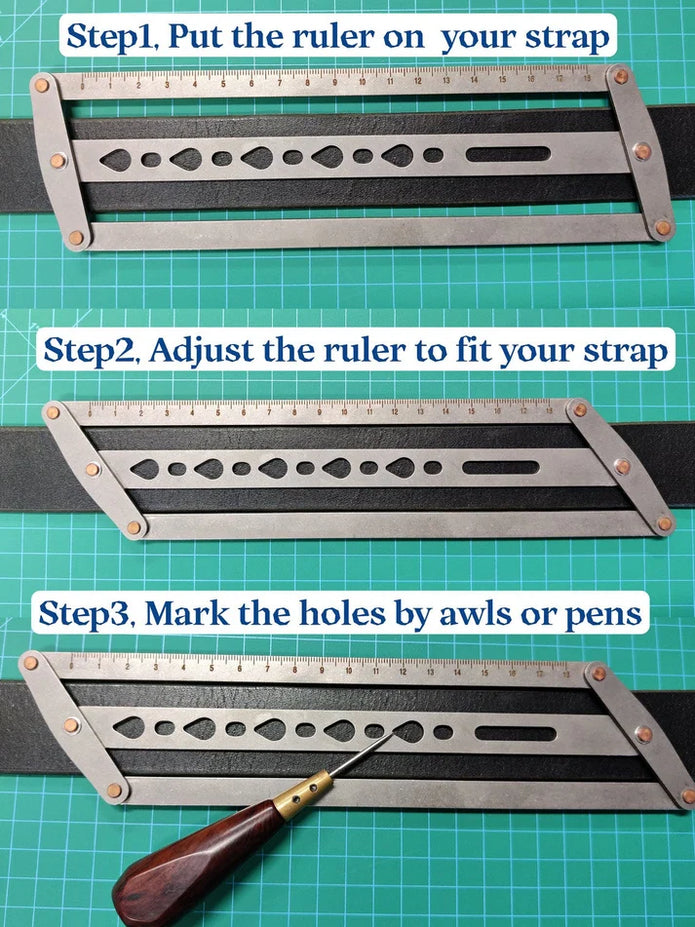 🎖️ Perforatrice per cinture in pelle regolabile | Strumento righello in acciaio inossidabile per cinture e cinturini