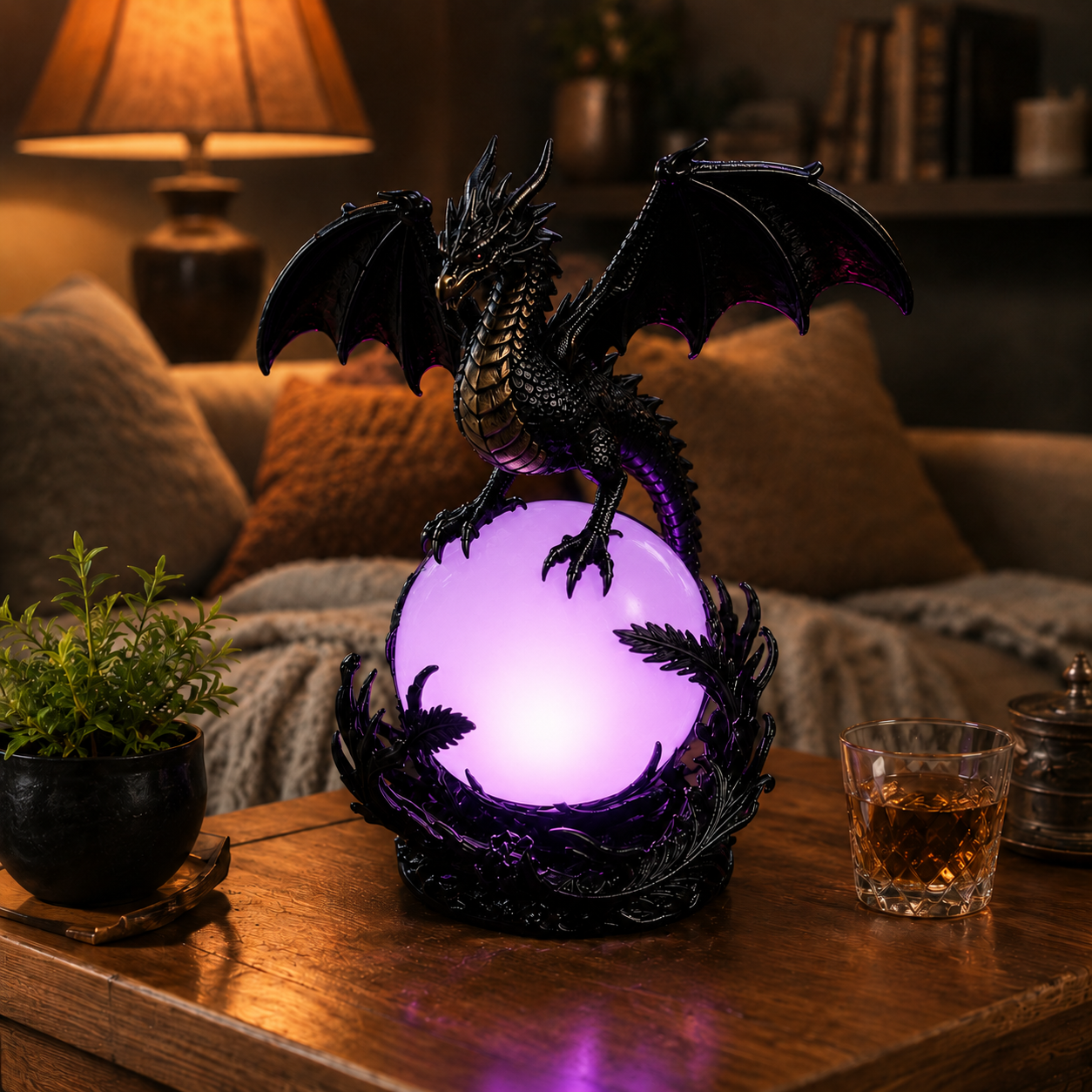🔥Halloween Promotion - Gothic Dragon LED Crystal Ball Lamp for Dark Aesthetic Decor🐉