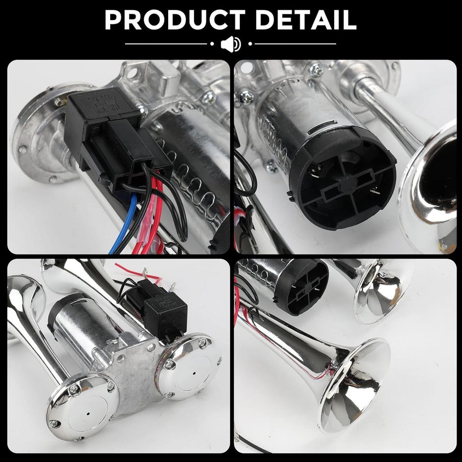 🔥LAST DAY 49% OFF - 🚗🔧2026 Upgraded 12V Dual Air Horn Kit – 130DB Super Loud Dual Horn with Compressor for Cars, Trucks, SUVs, Boats & More