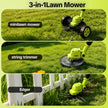 3-in-1 Cordless Lawn Mower with 2×21V Batteries, German Quality Lightweight Grass Trimmer & Edger for Small to Medium Gardens