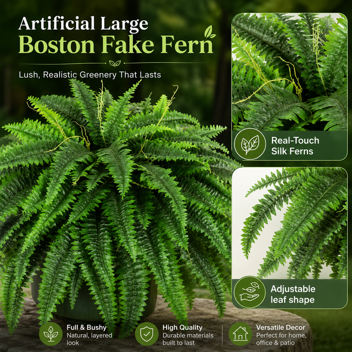 💛 Felci di Boston luminose con luci – 🌿 Zero innaffiature, zero manutenzione