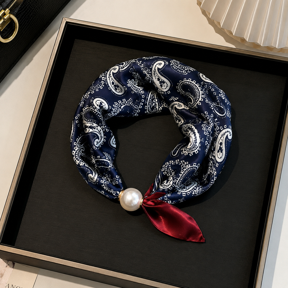 🧣 Effortless Glamour: Pop-On Pearl Necklace Scarf ✨
