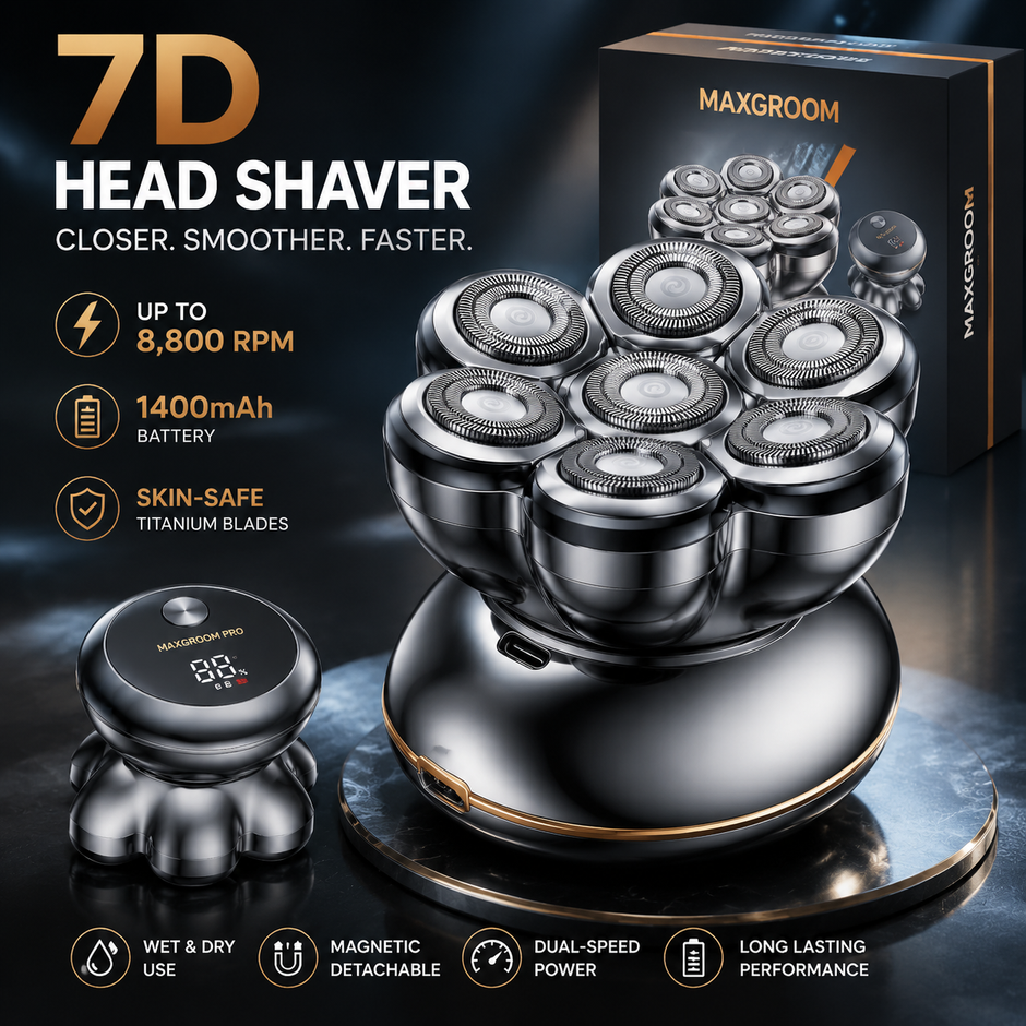 🪒 7D Electric Head Shaver for Men | Wet & Dry Rotary Razor