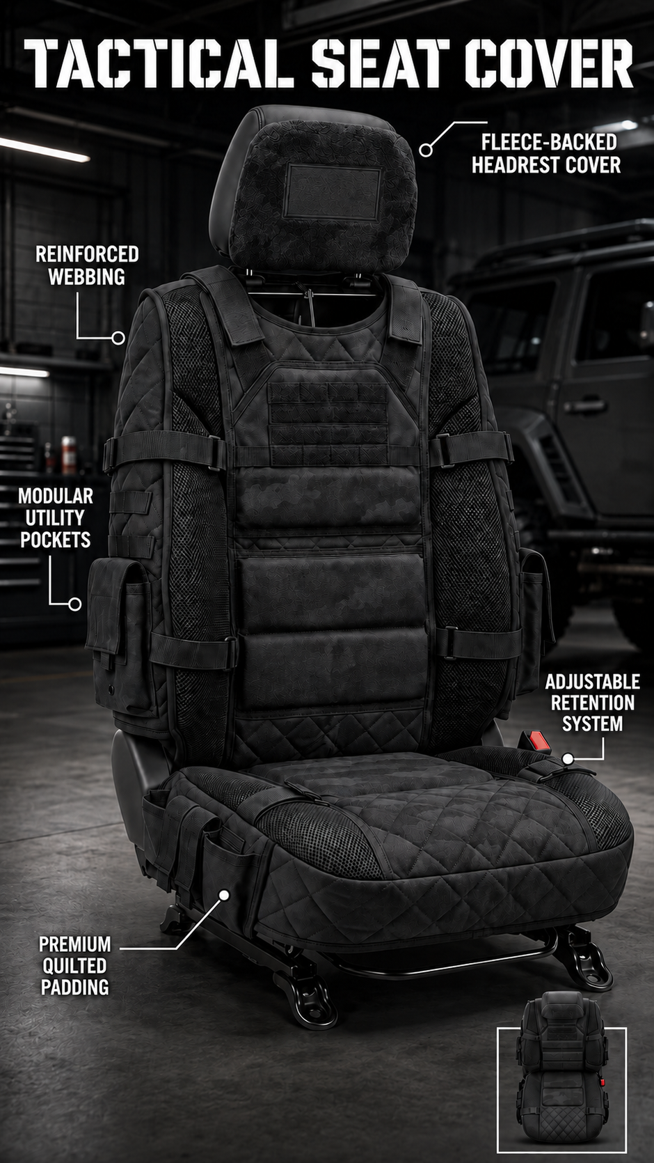 💪🚙Rugged Truck Seat Cover – Tactical Storage, Seat Protection & All‑Day Comfort
