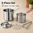 🔥🍟 Personal Mini Deep Fryer Set – Stainless Steel Pot with Lift-Out Draining Basket & Food Tongs