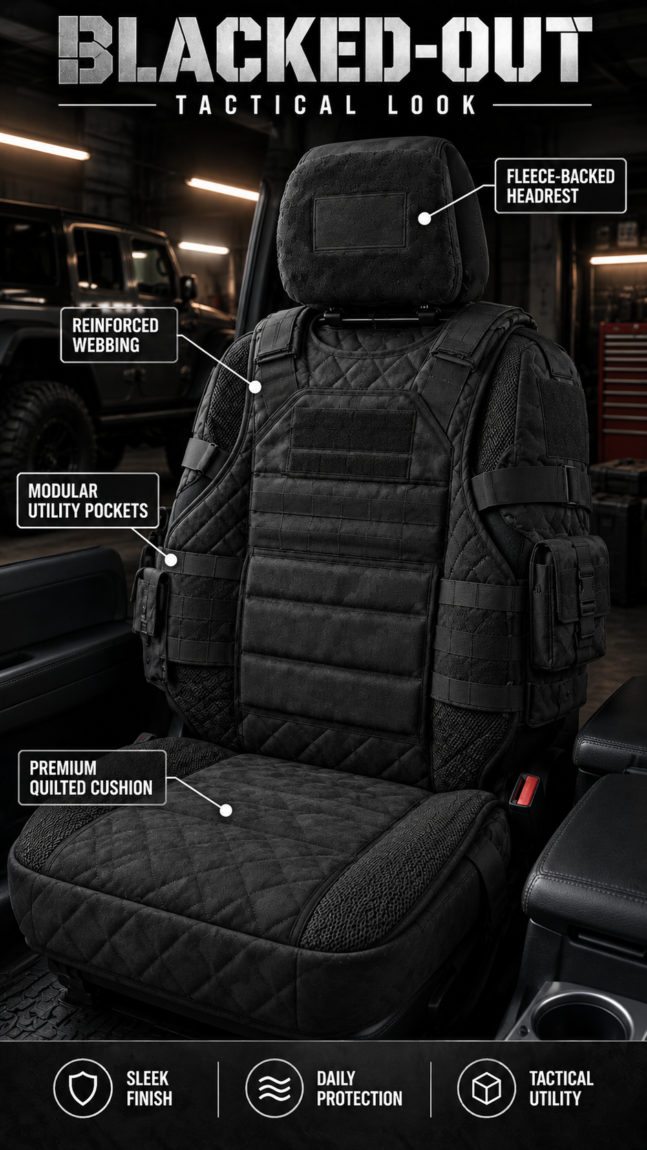 💪🚙Rugged Truck Seat Cover – Tactical Storage, Seat Protection & All‑Day Comfort