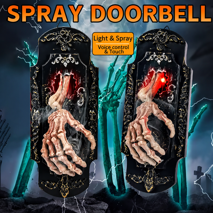 👻 Campanello di Halloween da appendere con mano di scheletro attivata al tocco/movimento, con luce rossa, suoni spaventosi e decorazione per casa stregata