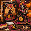 Día de Los Muertos Sugar Skull Lady DIY Doll Kit - Black & Hot Pink Floral Sewing Set