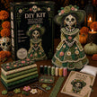 Day of the Dead Emerald Spirit DIY Doll Kit - Vintage Green Bonnet & Floral Dress Sewing Set