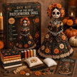 Day of the Dead Autumn Marigold Spirit DIY Doll Kit - Black & Orange Skeleton Sewing Set