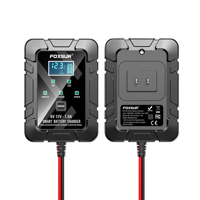 FOXSUR 6V/12V 1.5A Smart Battery Charger